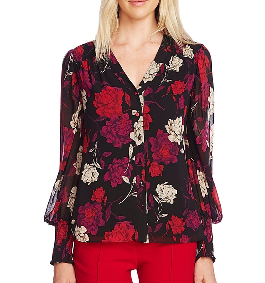 Vince Camuto Tops - Vince Camuto Long Sleeve Smocked Cuff Blouse